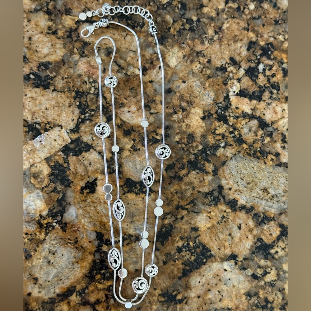Brighton Silver Long Necklace with Intricate Design